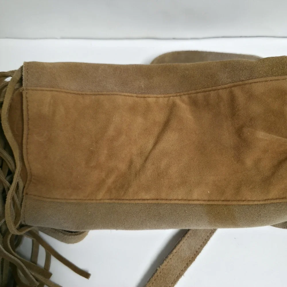 Mossimo Crossbody Suede Leather Fringe Tan Hippie Western Womens Bag Purse